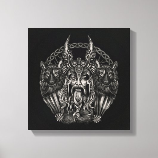 Odin und seine Wölfe Geri und Freki Leinwanddruck (Vorderseite)