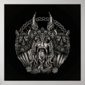 Odin und seine Wölfe Geri und Freki Poster (Vorne)