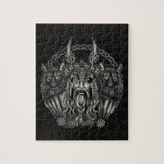 Odin und seine Wölfe Geri und Freki Puzzle (Vertikal)