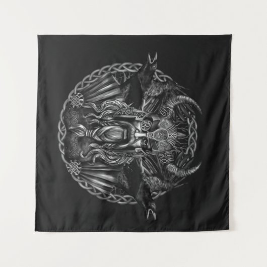 Odin und seins ravens Huginn und Muninn Wandteppich (Vorderseite (Horizontal))