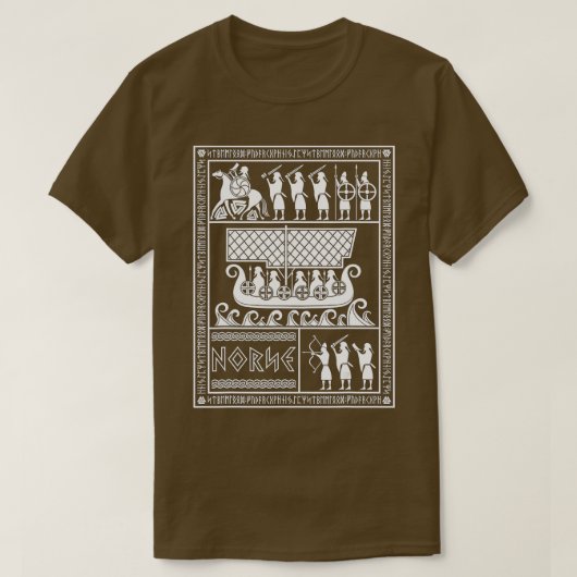 Odin zu Sleipnir und Viking Warriors Norse Mytholo T-Shirt (Design vorne)