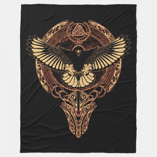 Odin's Eagle Hawk und Valknut Fleece Blanket (Vorderseite)