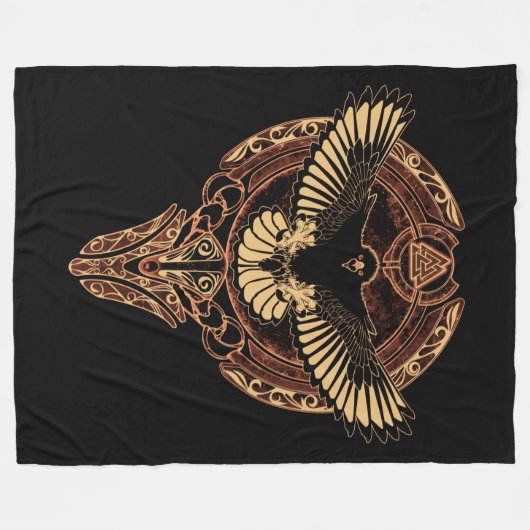 Odin's Eagle Hawk und Valknut Fleece Blanket (Vorderseite (Horizontal))