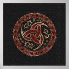Odin's Horn Black and Red Leather and Gold Poster
