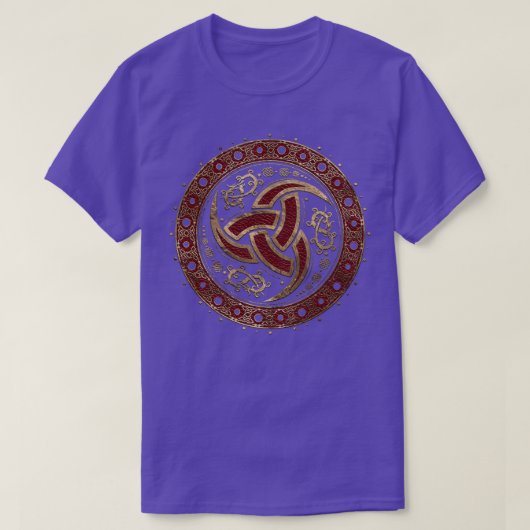 Odins Horn Schwarzes und Rotes Leder und Gold T-Shirt (Design vorne)