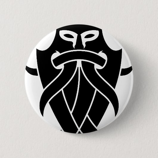 Odins Maske Stammes- (Schwarzes) Button (Vorderseite)