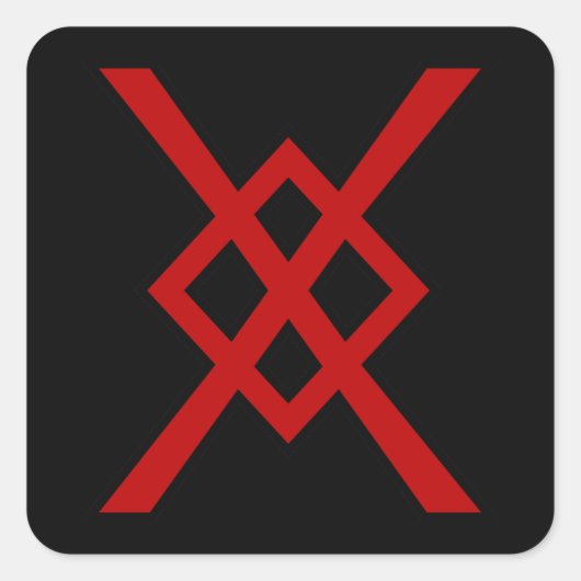 Odin's Spear, Gungnir (rot & schwarz) Quadratischer Aufkleber (Vorderseite)