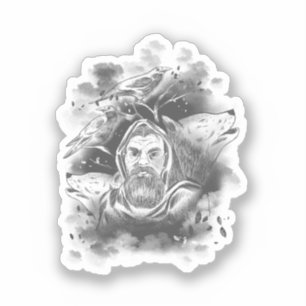 Odins Wölfe von Hand gezogen Aufkleber