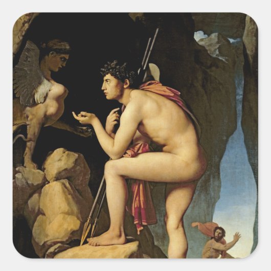 Ödipus und die Sphinx, 1808 Quadratischer Aufkleber (Vorderseite)