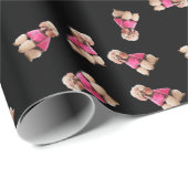 Odles of Poodles (rosa auf schwarz) Geschenkpapier (Rolleneckpunkt)