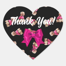 Odles of Poodles (rosa auf schwarz) Herz-Aufkleber