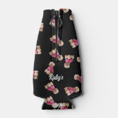 Odles of Poodles (rosa auf schwarz) Party Flaschenkühler (Rückseite)