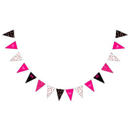 Odles of Poodles (rosa auf schwarz) Party Wimpelkette