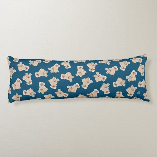 Odles of Poodles (weiß auf blau) Seitenschläferkissen (Rückseite)