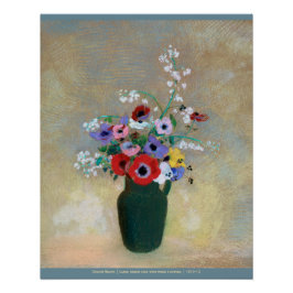 Odlion Redon Große grüne Vase mit gemischten Blume Poster