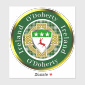 O'Doherty Irish Shield/Celtic Cross Personalisiert Aufkleber (Blatt)