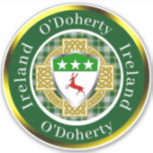 O'Doherty Irish Shield/Celtic Cross Personalisiert Aufkleber (Vorderseite)
