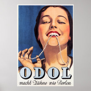 ODOL Zahnpasta Perle Weiße Zähne Deutsche Retro Poster