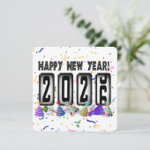 Odometer New Years Party 2026 Einladung (Stehend Vorderseite)