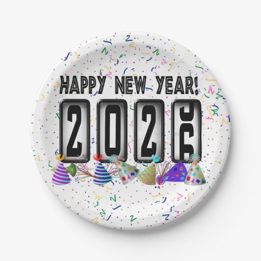 Odometer New Years Party 2026 Pappteller (Vorderseite)