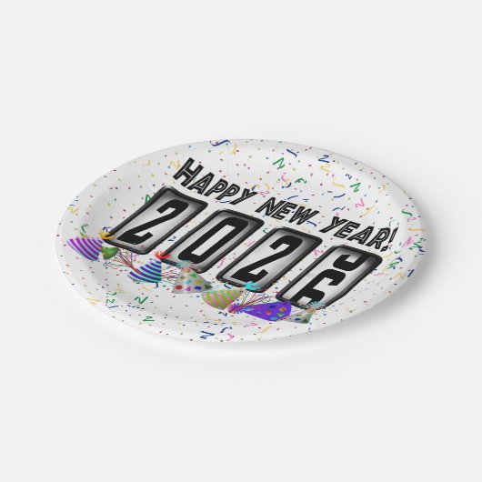 Odometer New Years Party 2026 Pappteller (Schrägansicht)