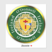O'Donnell Irish Shield/Celtic Cross Personalisiert Aufkleber (Blatt)