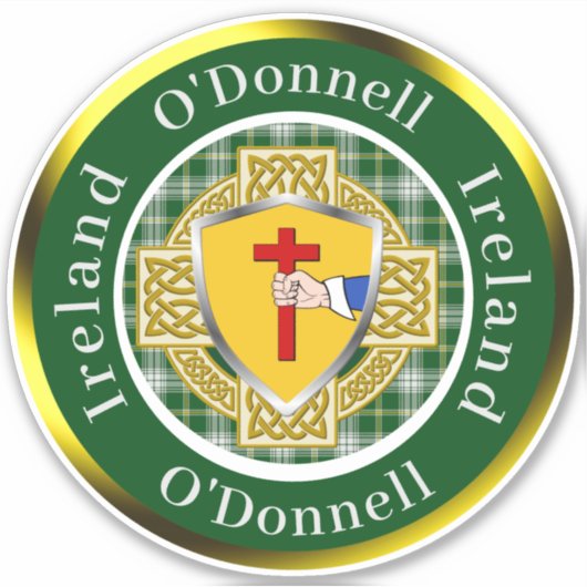 O'Donnell Irish Shield/Celtic Cross Personalisiert Aufkleber (Vorderseite)