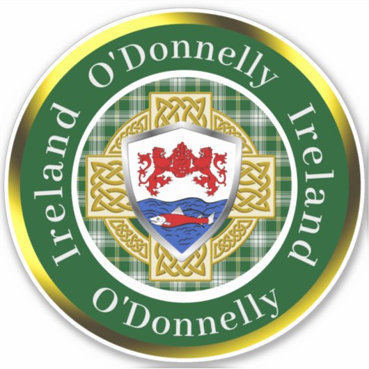 O'Donnelly Irish Shield/Celtic Cross Personalisier Aufkleber (Vorderseite)
