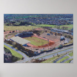 Odsal-Stadion, Bradford Luftbild Kunst Poster