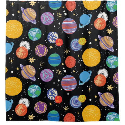Odyssee im Weltraum: Planetäres Muster Duschvorhang (Vorderseite)
