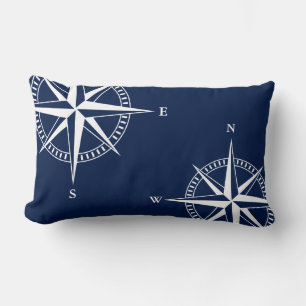 Odyssey auf See: Blue & White Compass Nautical Lendenkissen