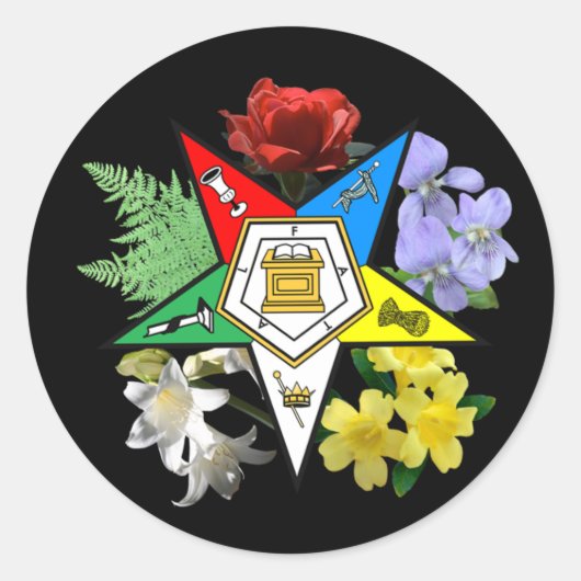 OES Floral Emblem Runder Aufkleber (Vorderseite)