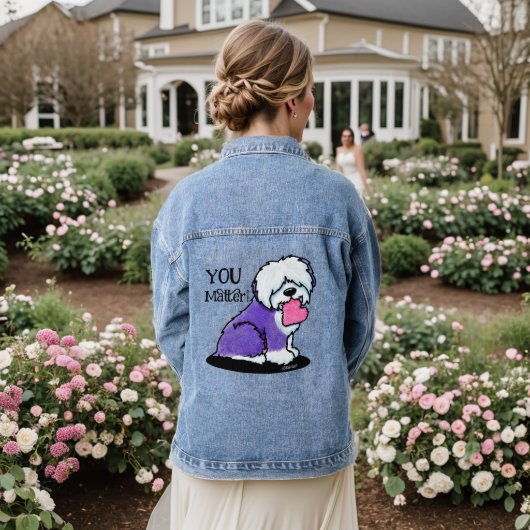 OES Old English Sheepdog Jeansjacke (Hochzeit Rückseite)