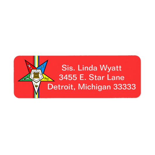 OES Order des Eastern Star Return Mailing Labels (Vorne)