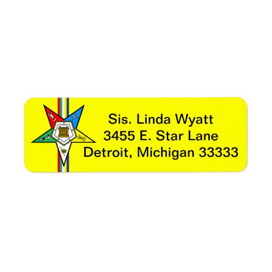 OES Order des Eastern Star Return Mailing Labels (Vorne)