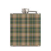 O'Farrell Tartan Monogram Green und Tan Kariert Flachmann (Rückseite)