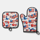 Ofen Mitt 4. Juli Backofen Mitt & Topfhalter Set (Vorderseite)