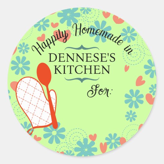 Ofen Mitt Holzlöffel Backaufkleber kochen Runder Aufkleber (Vorderseite)