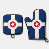 Ofen Mitt, Pot Holders mit der Flagge Indianapolis Ofenhandschuh & Topflappen-Set (Vorderseite)
