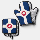 Ofen Mitt, Pot Holders mit der Flagge Indianapolis Ofenhandschuh & Topflappen-Set (Vorderseite/Rückseite)