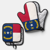 Ofen Mitt, Pot Holders mit der Flagge von North Ca Ofenhandschuh & Topflappen-Set (Vorderseite/Rückseite)