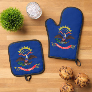 Ofen Mitt, Pot Holders mit der Flagge von North Da Ofenhandschuh & Topflappen-Set
