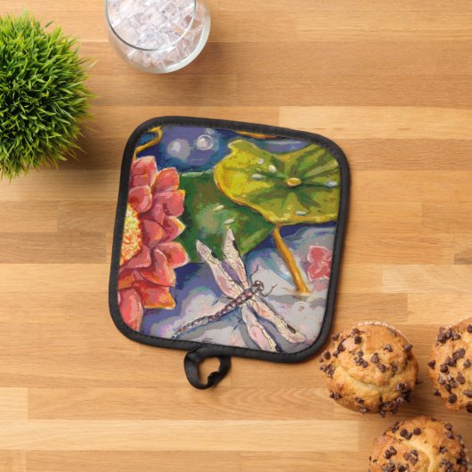 Ofen-Mitt und Pothalter - Dragonfly & Waterlilly Topflappen (Oben Unten)