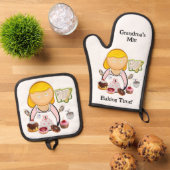 Ofen Mitt- und Potthalter Backzeit Ofenhandschuh & Topflappen-Set (Oben Unten)