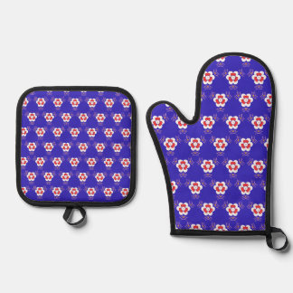 Ofen Mitt- und Potthalter mit Blume Ofenhandschuh & Topflappen-Set