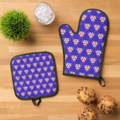Ofen Mitt- und Potthalter mit Blume Ofenhandschuh & Topflappen-Set (Oben Unten)