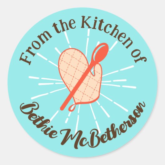 Ofen Mitte Holzlöffel backen Aufkleber (Vorderseite)