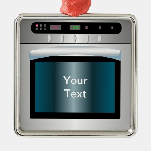 Ofengraphik mit personalisiertem Text Silbernes Ornament (Vorne)