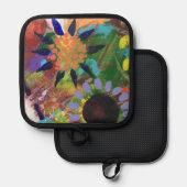 Ofenhalter und Pot-Inhaber in Abstrakten Blume Topflappen (Vorderseite/Rückseite)