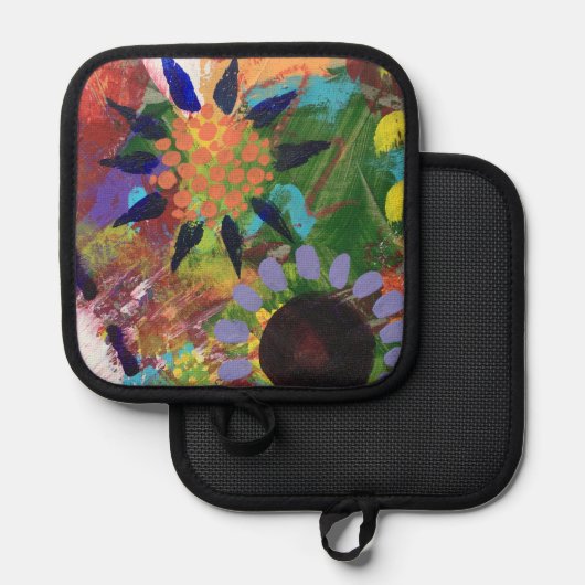 Ofenhalter und Pot-Inhaber in Abstrakten Blume Topflappen (Vorderseite/Rückseite)